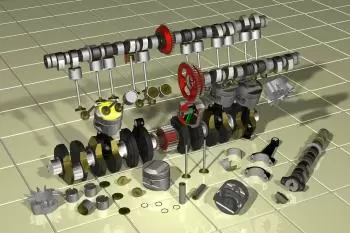 Peças e componentes de um motor térmico